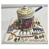 Ceramic jam jar with the city of Jerusalem