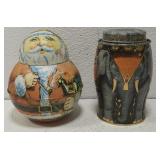 2 unique elephant & santa claus collectible tins