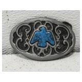Metal belt buckle with thunderbird