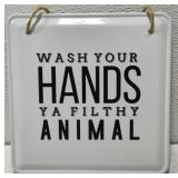 Metal Wash Your Hands Bathroom Hanging Sign