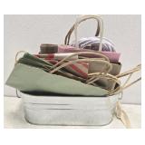 Metal Bucket Full of Misc Paper Gift Bags