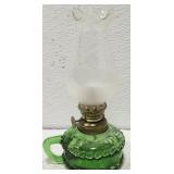 Beautiful miniature Green glass Kerosene Lantern