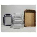 Lot of plastic containers & basket