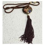 Vintage Brown Cloisonnï¿½ Enamel Tassel Pendant