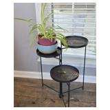 Metal 3 Tier Plant Stand & Plant in Ceramic Pot