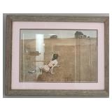 Framed print of a girl in a field