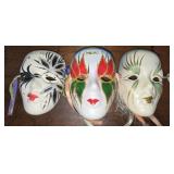 Lot of 3 porcelain masks