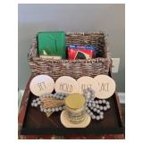 TV Tray With Games Coasters Basket & Candle