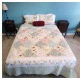 Bed w mattress box spring comforter sheets &