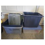 Estate lot of totes and misc lids