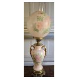 Hand painted 2 piece converted lamp