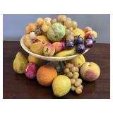 Heavy Marble Dish with Alabaster Stone Fruit