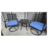 3 piece metal outdoor patio set 2 swivel chairs &