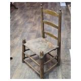 Antique Wooden Chair with Leather Seat