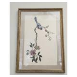 Crochet framed picture of a blue bird & flowers