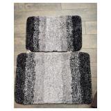 Set of 2 Black & Gray Bathroom Rugs