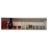 Lot of glassware some Coca cola and red glass