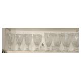 Shelf lot of glasses & more