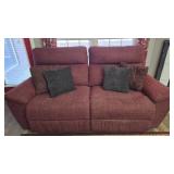 Maroon Upholstered Electric Reclining Couch