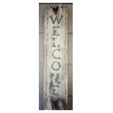 Welcome wood sign flower design painted
