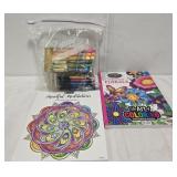 2 coloring books and pens