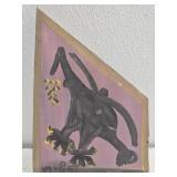 Original Mose T Black Bird Painting on Wood