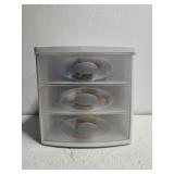Plastic organizers 3 drawers w jewelry