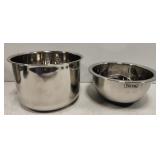 Two large stainless steel measuring bowls