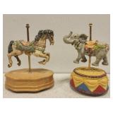 Musical carousel horse and elephant