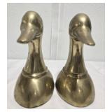 Pair of brass weighted duck bookends
