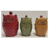 3 ceramic owl cannisters