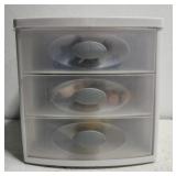 Plastic organizers 3 drawers w jewelry