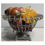 Metal fruit bowel w fake fruit