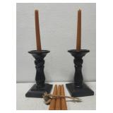 Set n of 2 candle holders w candles & snuffer