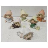 Vintage Homco Ceramic Pixie Elf Figurines