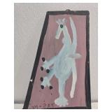 Original Mose T Blue Bird Painting on Wood