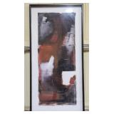 Large framed abstract painting on cardboard