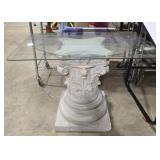 HEAVY concrete base glass top table