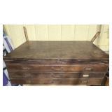 Vintage wood map cabinet as is