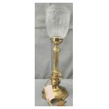 vintage brass and crystal hurricane torchiere