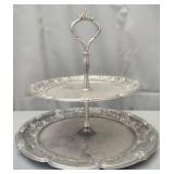 2 tier Chippendale style silver plated cake stand