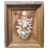 Vintage handmade shell art wall hanging