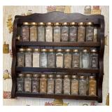 Beautiful wooden 3 tiered spice rack & spices