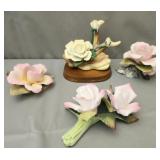 Capodimonte style porcelain rose figurines