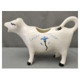 white porcelain cow creamer w blue floral design