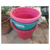 Lot of 3 plastic large buckets