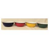 Set of 4 Primary Color Enamel Bowls