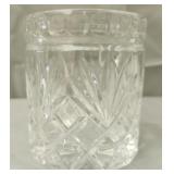Spooner Waffle & Fan pattern lead crystal vase jar