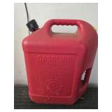 Red plastic gas jug