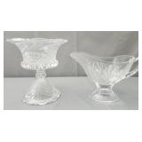 Lot of 2 crystal serving dishes 1 is BROKEN